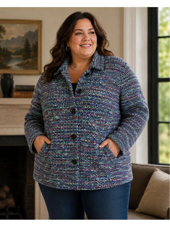 APPLESEED'S WOMENS Jackets & Blazers - APPLESEED'S WOMENS Multicolor Tweed Blazer Women’s Plus Size 16W